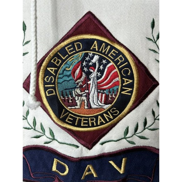 Disabled American Veterans Sweater  White Embroidered Blue Collar Size XL Tall - Picture 3 of 10